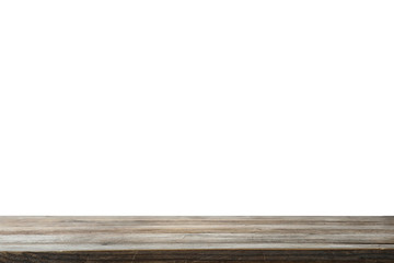 Naklejka premium Empty wooden surface against white background. Mockup for design
