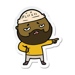 Obraz premium sticker of a cartoon worried man with beard