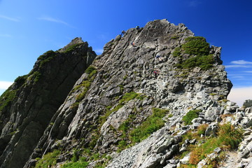 剣岳　山頂への道　平蔵の頭の岩壁