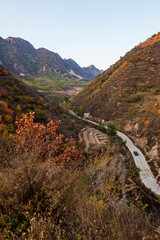 Qingshan pass the Great Wall and Castle Peak autumn scenery