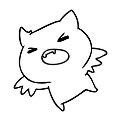 line drawing of a kawaii cute bat