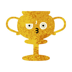 retro illustration style cartoon trophy