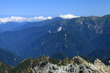 Obraz premium 剣岳山頂から望む後立山連峰 朝日岳 雪倉岳