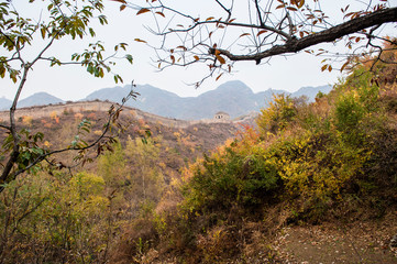 Qingshan pass the Great Wall and Castle Peak autumn scenery