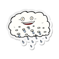 sticker of a cartoon happy raincloud