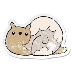 distressed sticker of a cute cartoon snail