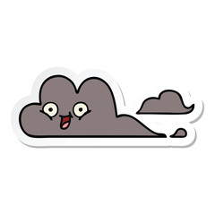 sticker of a cute cartoon storm cloud