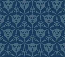 Blue vector abstract geometric seamless pattern with triangular shapes, grid