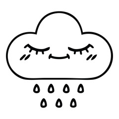 line drawing cartoon storm rain cloud