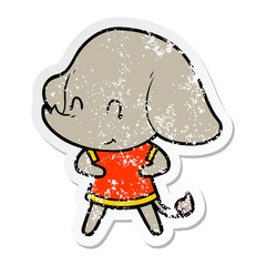 distressed sticker of a cute cartoon elephant