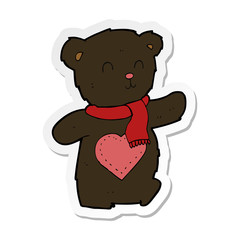 sticker of a cartoon white teddy bear with love heart