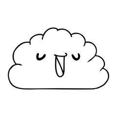 line drawing kawaii weather rain cloud