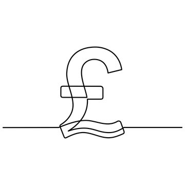 Continuous Line Drawing Of Currency Circulate Icon. Pound Sterling Icon, Currency Symbol, Investment Icon, Banking Sign, Banking Cash. Billing Cycle Line Icon For Apps And Websites. Vector