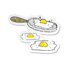 retro distressed sticker of a cartoon fried eggs