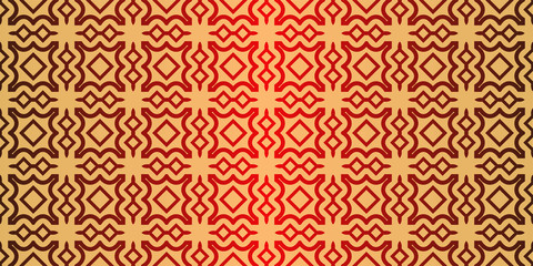 Geometric Pattern, Lace Geometric Ornament. Ethnic Ornament. Vector Illustration. For Greeting Cards, Invitations, Cover Book, Fabric, Scrapbooks. Sunrise red color