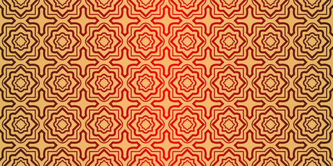 Traditional geometric Ornament. Seamless Vector Pattern. Interior Decoration, Wallpaper, Invitation, Fashion Design. Sunrise red color