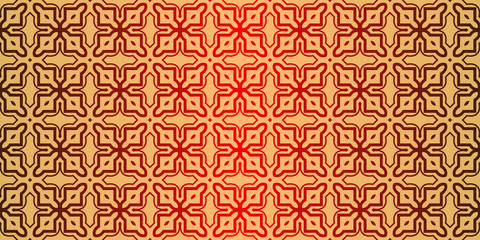 Traditional geometric Ornament. Seamless Vector Pattern. Interior Decoration, Wallpaper, Invitation, Fashion Design. Sunrise red color