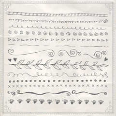 Obraz premium Hand drawn line border frame design elements set