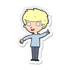 sticker of a cartoon boy with idea