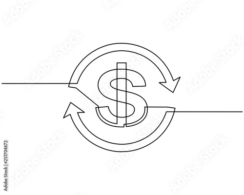 Continuous Line Drawing Of Currency Circulate Icon Dollar Icon - continuous line drawing of currency circulate icon dollar icon currency symbol investment icon banking sign banking cash billing cycle line icon for