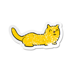retro distressed sticker of a cartoon cat