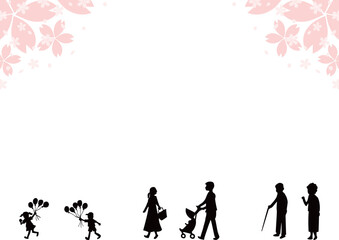 桜　家族イメージ　イラスト