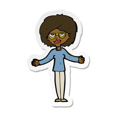 sticker of a cartoon woman wearing spectacles