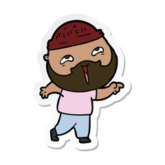 Obraz premium sticker of a cartoon happy bearded man