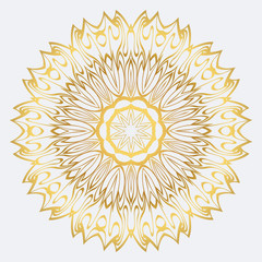 Modern Decorative Floral Mandala. Decorative Cicle Ornament. Floral Design. Vector Illustration. Can Be Used For Textile, Greeting Card, Coloring Book, Phone Case Print. Gold color