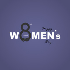 Pink Typographical Design Elements.Happy Women's day.International Women's day symbol. Minimalistic design for international women's day concept.Vector illustration