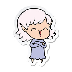 sticker of a cartoon elf girl