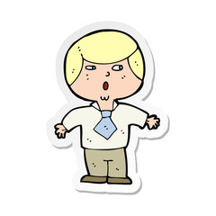 sticker of a cartoon shocked boy