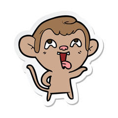 sticker of a crazy cartoon monkey