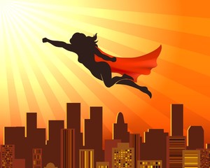 Flying girl superhero © vectortatu