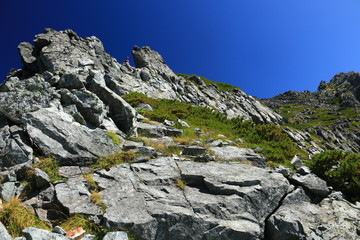 剣岳　山頂への道　山頂直下　カニのタテバイ