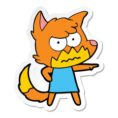 sticker of a cartoon annoyed fox