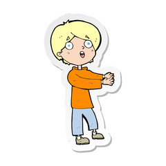 sticker of a cartoon shocked boy