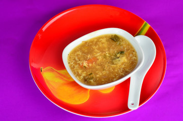 Hot and Sour Soup on Bright Purple BG