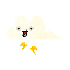 retro illustration style cartoon thunder cloud