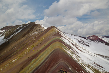 RAINBOW mountain PERU-December 20 , 2018 ,panoramic view,Vinicunca,tourists and locals,, Seven Colors Mountain,Seven Colors Mountain,Trekking,Cusco, Perú.