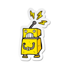 sticker of a cartoon little robot