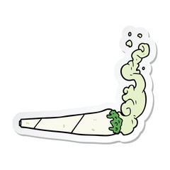 sticker of a cartoon marijuana joint