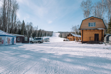 Ski resort. Healthy lifestyle. A lot of snow. Russia.