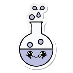 sticker of a cute cartoon test tube