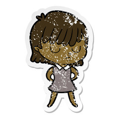distressed sticker of a cartoon woman
