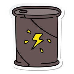 sticker of a quirky hand drawn cartoon barrel of fuel