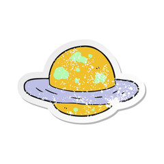 retro distressed sticker of a cartoon planet