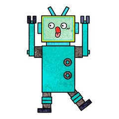 retro grunge texture cartoon robot