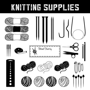 Knitting Supplies for flat, circular, cable knits: needles, sewing