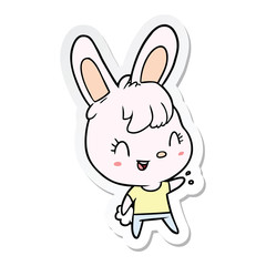 sticker of a cartoon rabbit